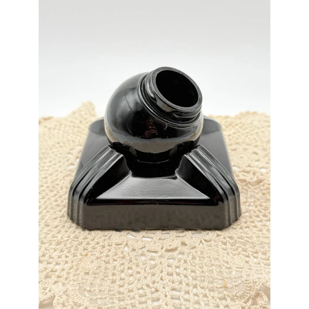 Vintage Zephyr American Swivodex Inkwell Art Deco Black Glass Swivel Desk Stand